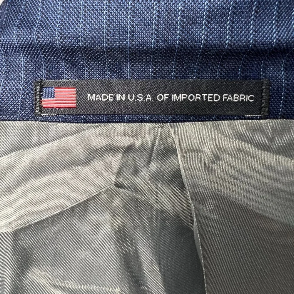 NWT 2 Pc 46L WALTER MORTON Men's Blue Pin Stripe Worsted Wool Blend Suite